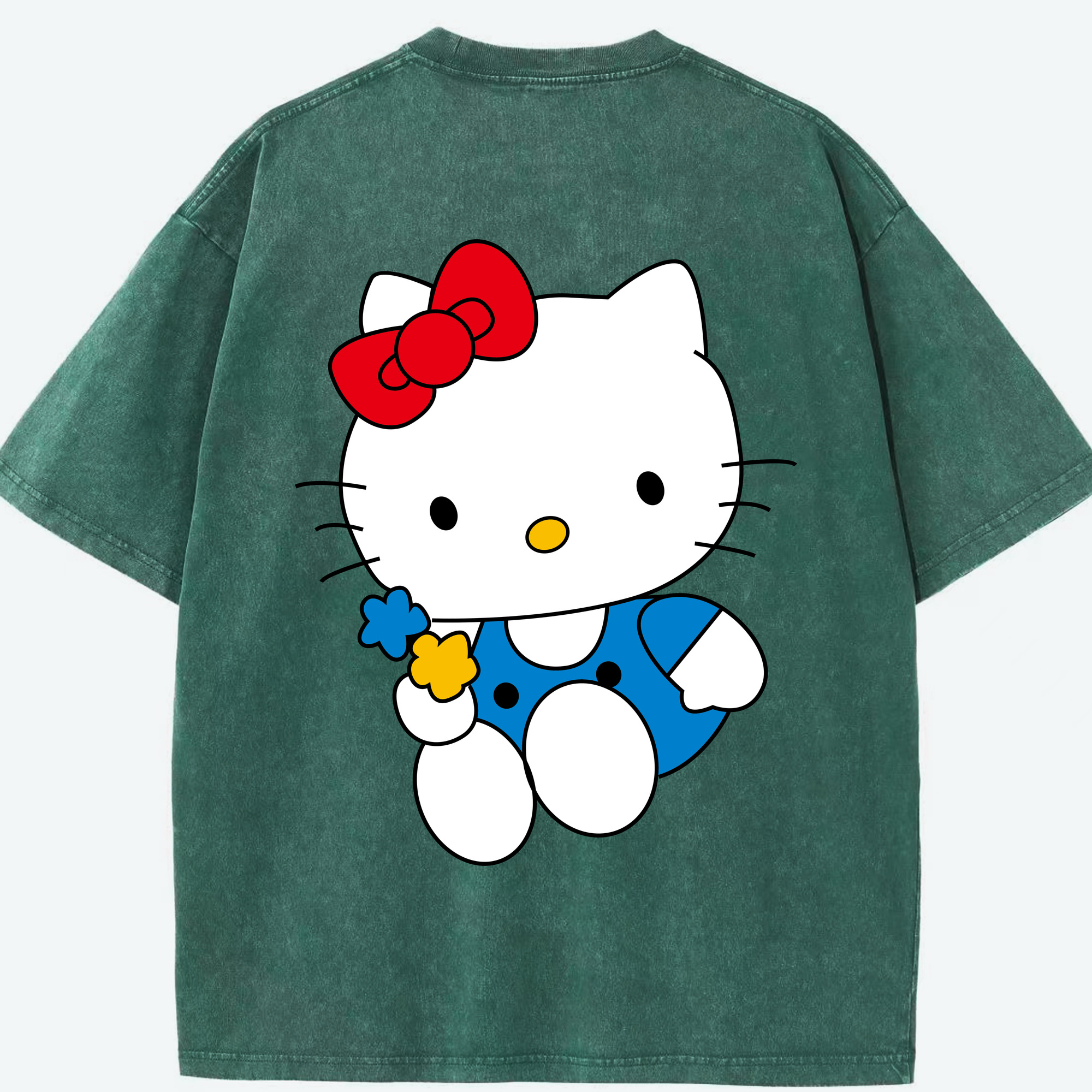（画像用） Hello Kitty ハローキティ 綿100% ヴィンテージ風 半袖Tシャツ（背面プリント）